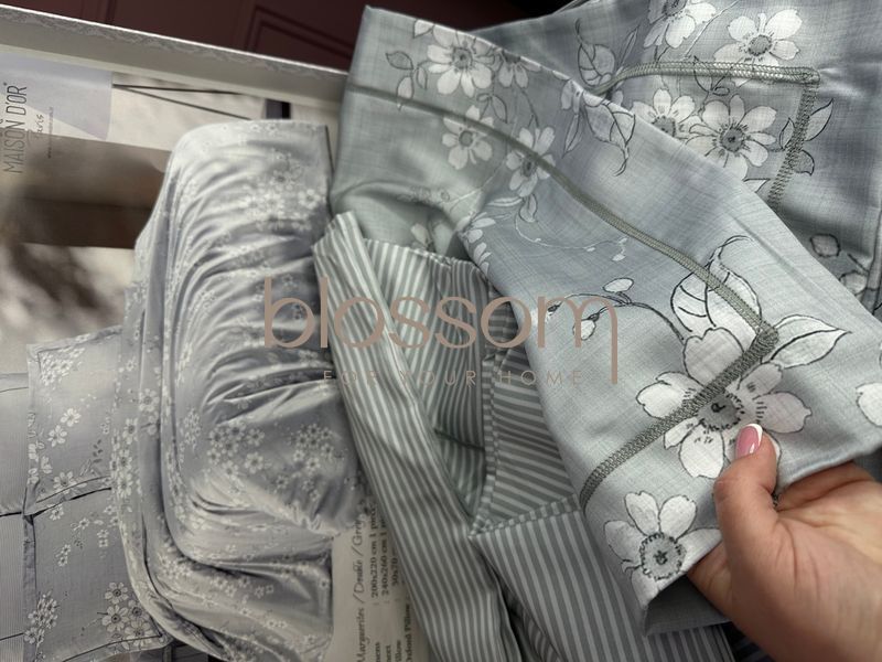 Комплект постільної білизни з тенселю євро MARGUERITES grey, Maison d'or 1118 фото