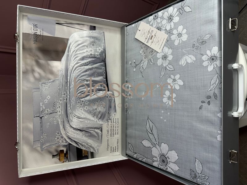 Комплект постільної білизни з тенселю євро MARGUERITES grey, Maison d'or 1118 фото